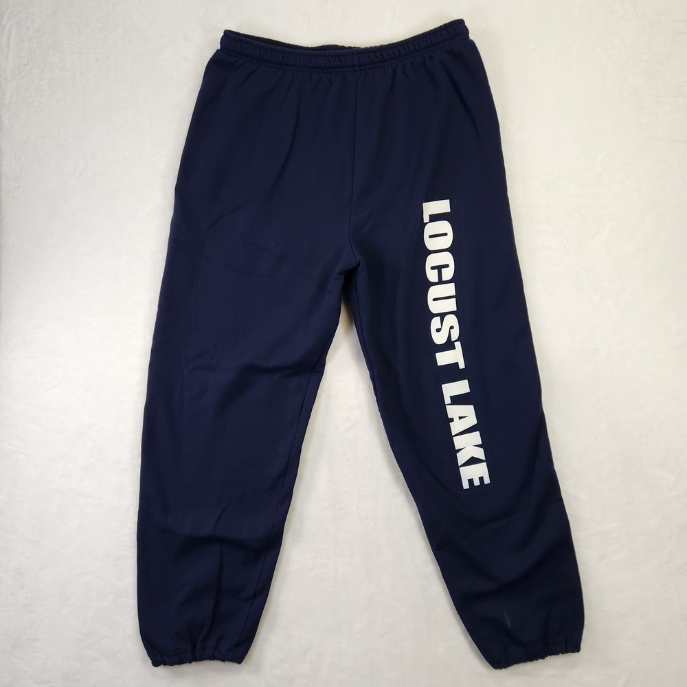 Gildan Heavy Blend‎ Navy Blue Locust Lake Sweatpants Size 2XL Drawstring Cuffed
